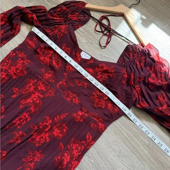 Lucy Paris Burgundy Floral Long Sleeve Dress - Picture 6 of 10